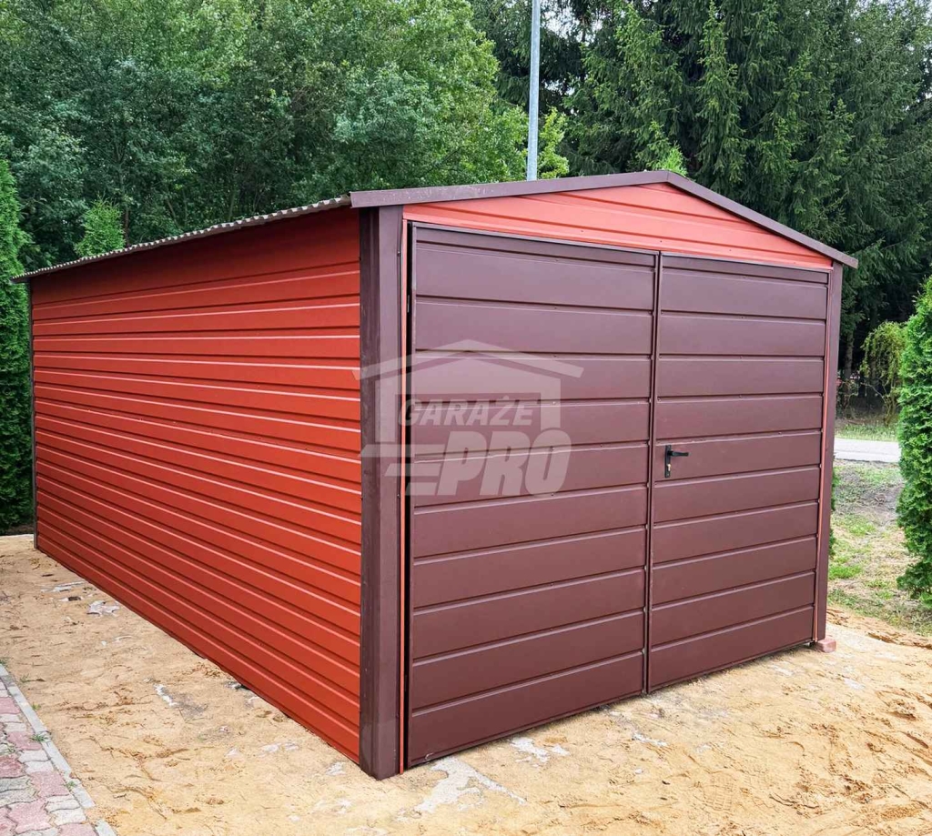 Garaż blaszany 3x5 m - brama dwuskrzydłowa  dach GP761 Rzeszów - zdjęcie 4