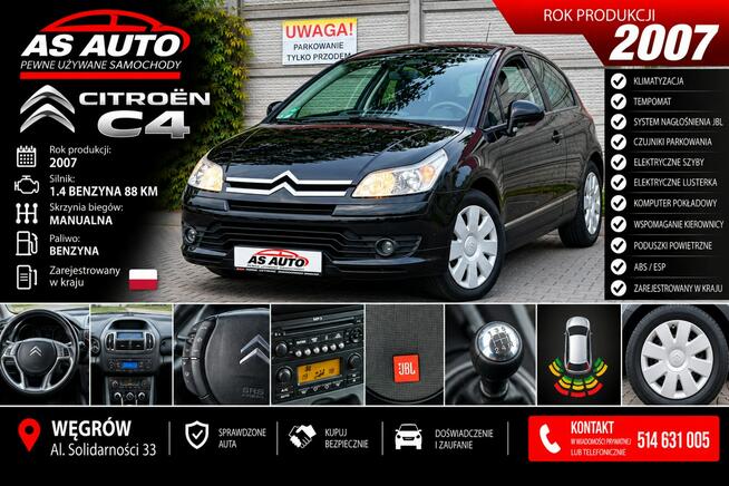 Citroen C4 1.4i 88KM Tempomat/Klima/Nagłośnienie JBL/Serwisowany Węgrów - zdjęcie 1