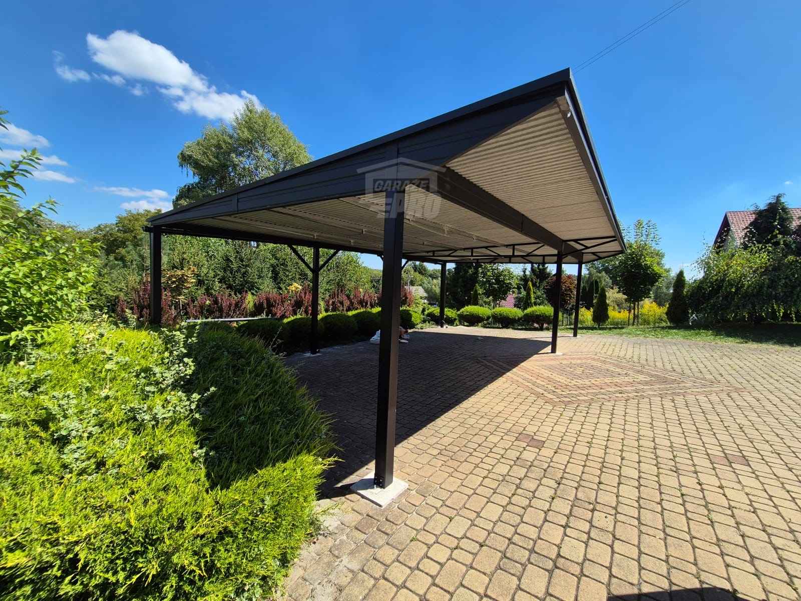 Wiata samochodowa CarPort 8x5 m + wypust dachu 1m  rynny GP721 Legnica - zdjęcie 8