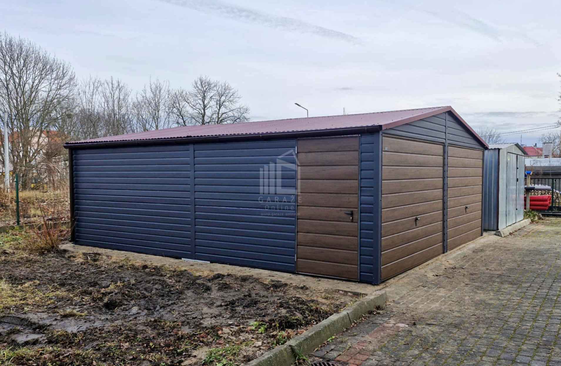 Garaż blaszany 6x6m 2x brama uchylna drzwi rynny dwuspad ID847 Zgorzelec - zdjęcie 2