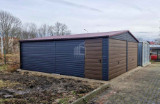 Garaż blaszany 6x6m 2x brama uchylna drzwi rynny dwuspad ID847 Zgorzelec - zdjęcie 2