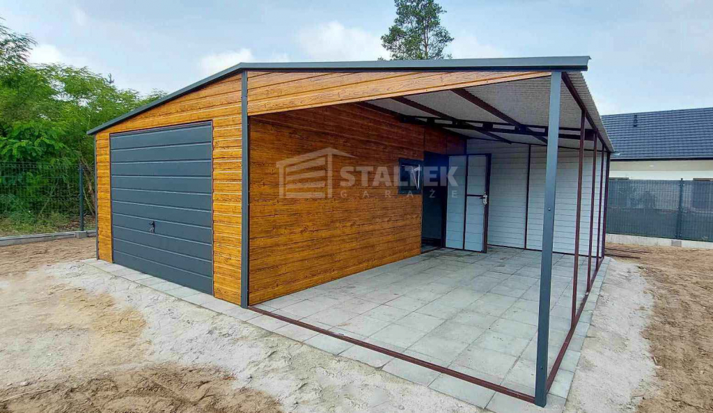 Garaż blaszany 4x6 + wiata 4m Brama uchylna Drzwi okno Dach ST119 Częstochowa - zdjęcie 3