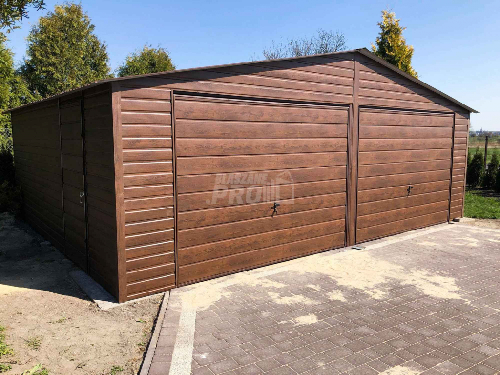 Garaż blaszany 7x6 2x Brama Drzwi drewnopodobny Dach dwuspadowy GP130 Dąbrowa Górnicza - zdjęcie 6