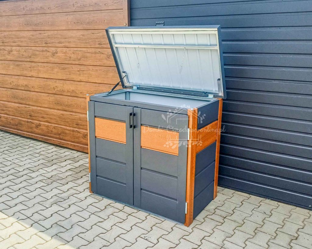 Zabudowa koszy na śmieci 120x65x110 cm 2x120L antracyt złoty dąb ID866 Chodzież - zdjęcie 2