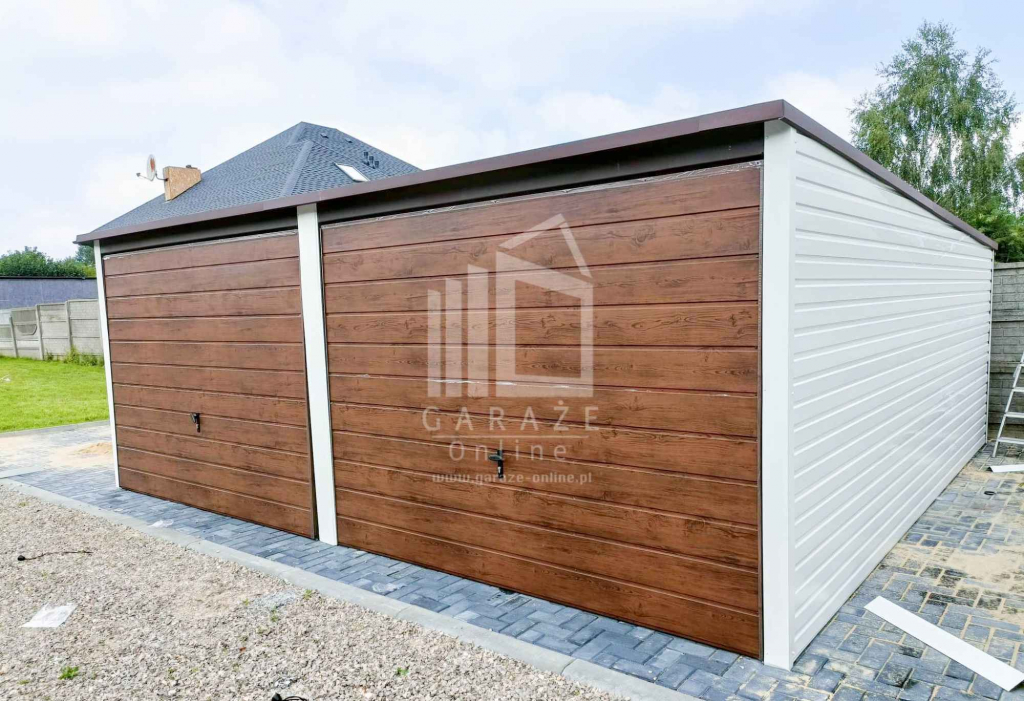 GARAŻ BLASZANY 6m x 6m poziom spad tył 2x Brama dodatkowe drzwi ID126 Żnin - zdjęcie 4