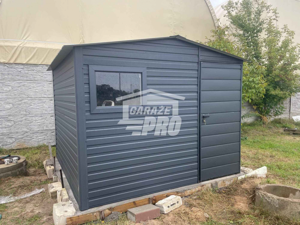 Domek Ogrodowy 3x3 Drzwi Okno Dach dwuspadowy Antracyt GP228 Września - zdjęcie 3