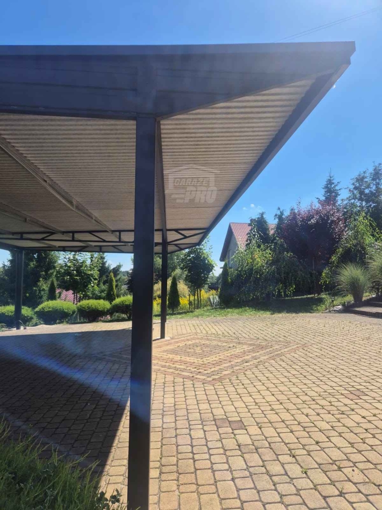 Wiata samochodowa CarPort 8x5 m + wypust dachu 1m  rynny GP721 Legnica - zdjęcie 3