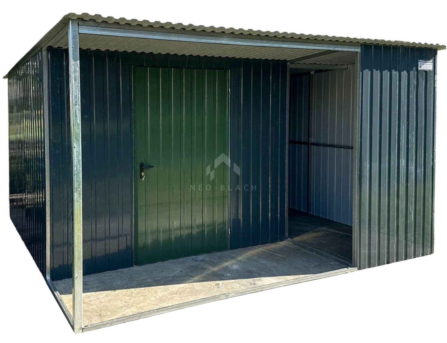 Schowek - Wiata - Domek ogrodowy 2,5x4m + wiata 1,5m drzwi  NB391 Kościerzyna - zdjęcie 1