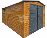 Garaż blaszany 3x4m Brama - okno - drewnopodobny  Dach GP580