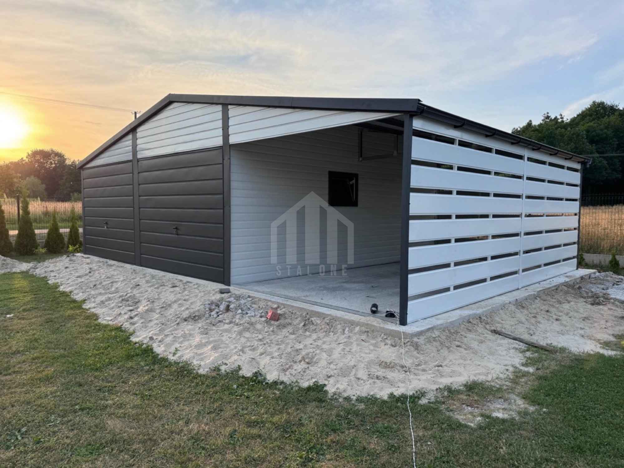 Garaż blaszany 6x5m + wiata 3 - 2x brama uchylna - okno - rynny SO131 Nowy Tomyśl - zdjęcie 5