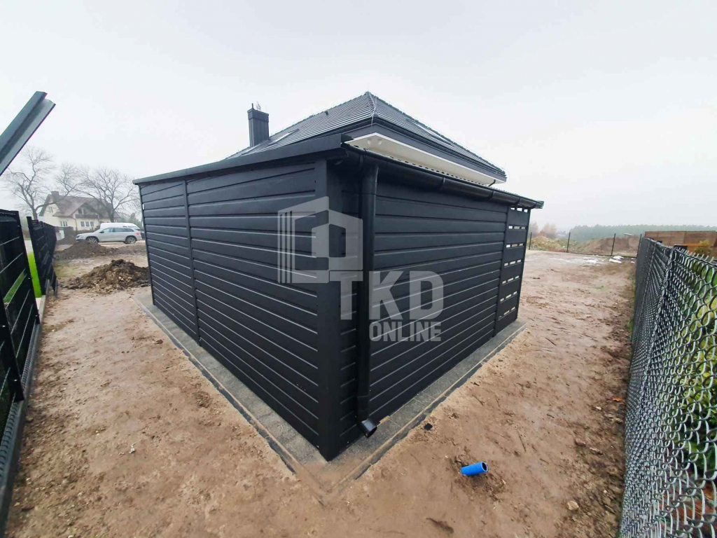 Garaż Blaszany 3x6 + wiata - Brama - Antracyt  dach spad w tył TKD83 Nowogard - zdjęcie 5