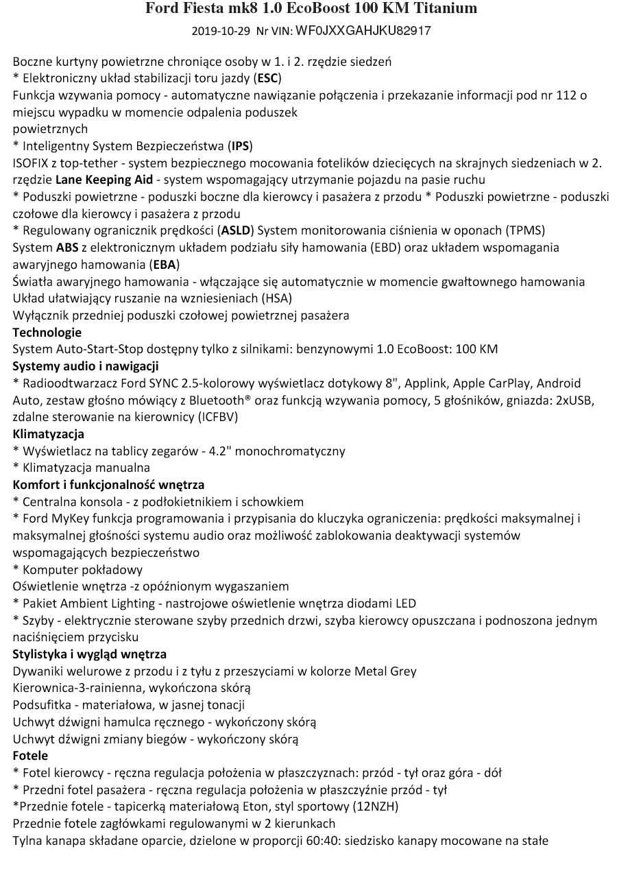 Ford Fiesta mk8 1.0 EcoBoost 100 KM Titanium 2019 r Targówek - zdjęcie 8