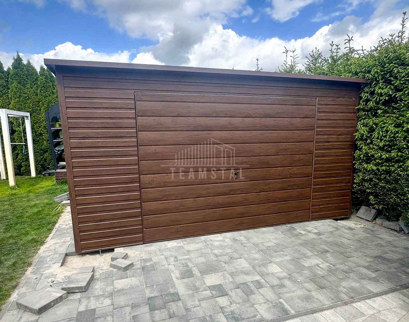 Garaż blaszany 5x6m brama uchylna drzwi okno drewnopodobny dach TS1116 Siedlce - zdjęcie 3