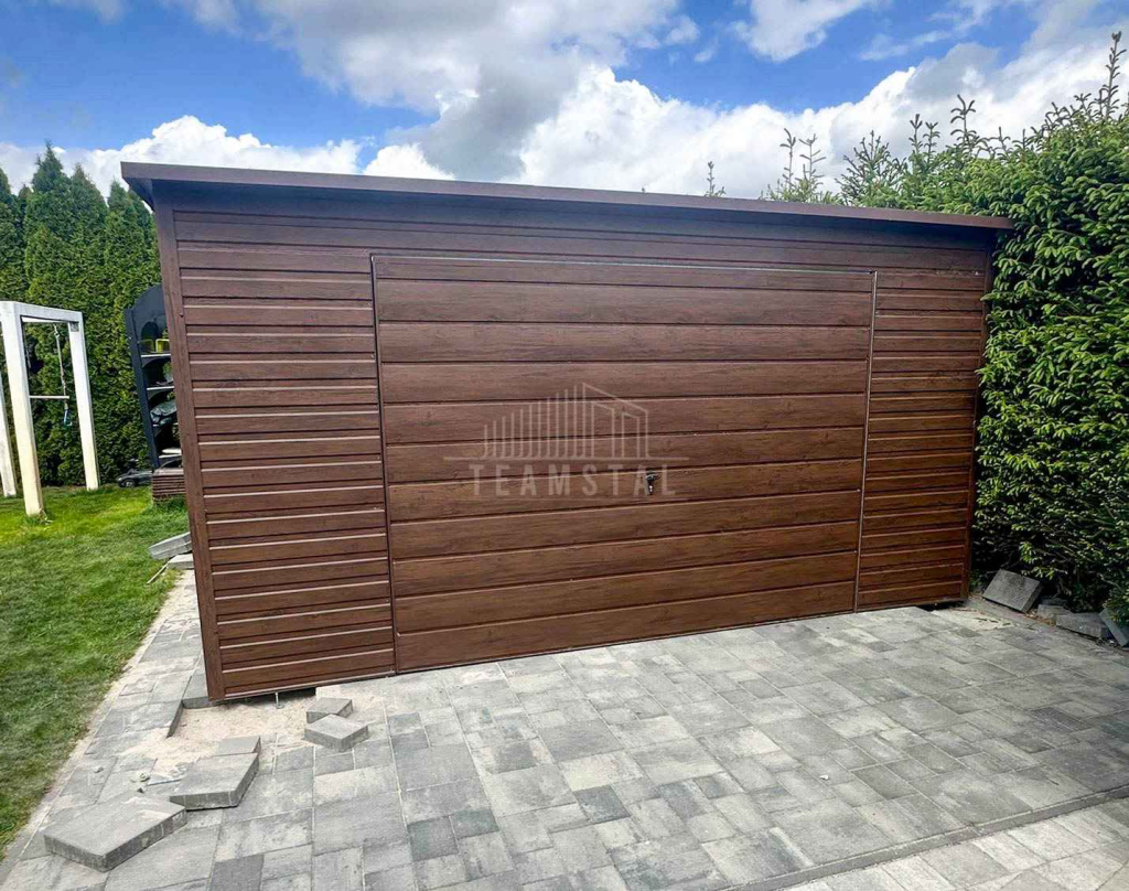Garaż blaszany 5x6m brama uchylna drzwi okno drewnopodobny dach TS1116 Siedlce - zdjęcie 3