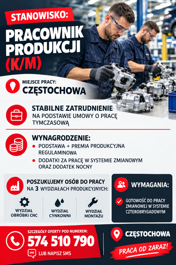 Pracownik Produkcji/Montażu (K/M) - Częstochowa- od zaraz Częstochowa - zdjęcie 2