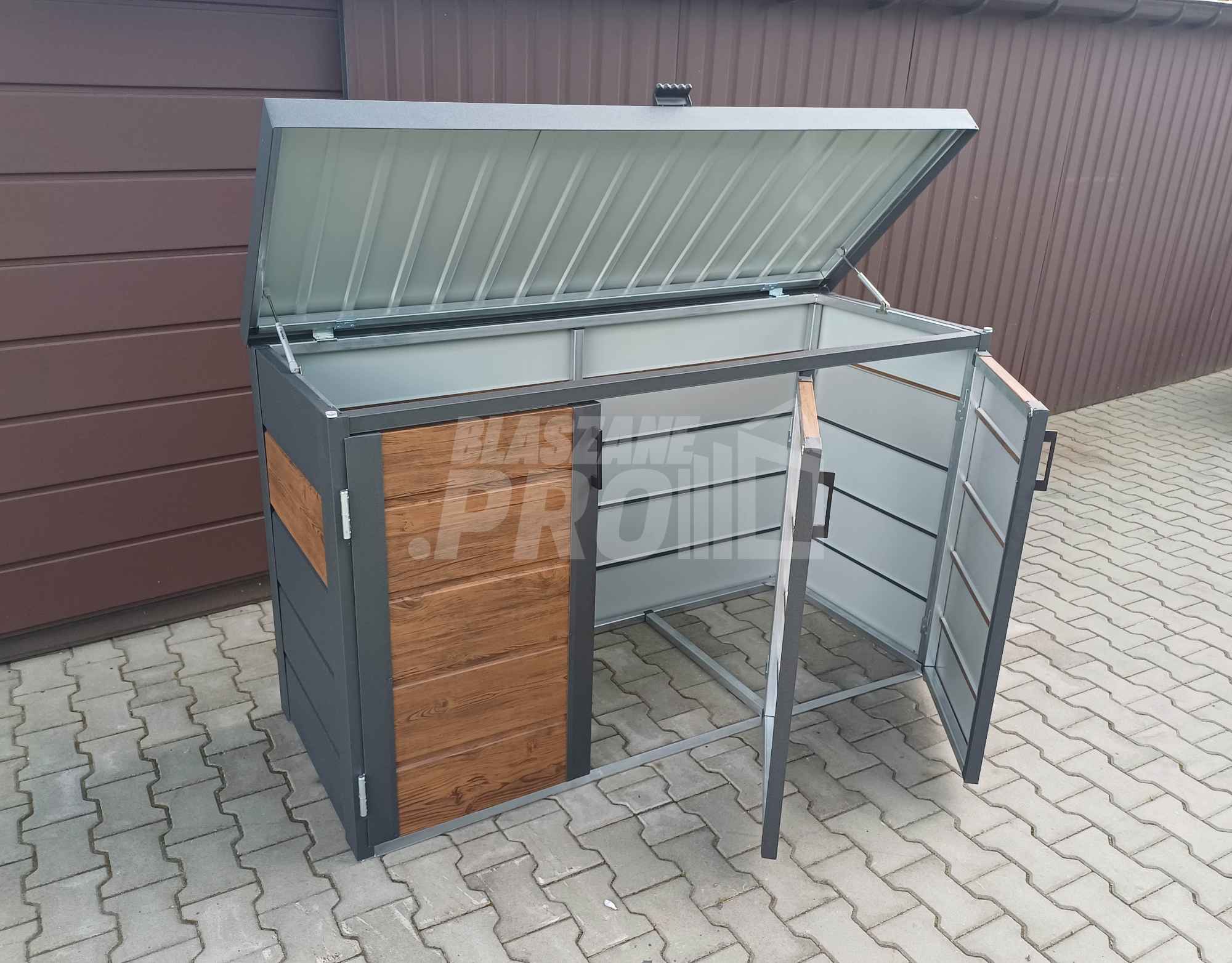 Zabudowa koszy na śmieci wiata śmietnikowa 177x65x110 cm 3x120L GP336 Elbląg - zdjęcie 11