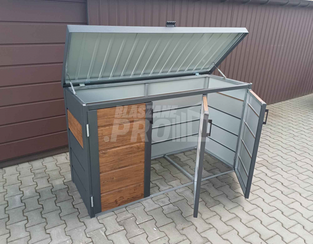 Zabudowa koszy na śmieci wiata śmietnikowa 177x65x110 cm 3x120L GP336 Elbląg - zdjęcie 11