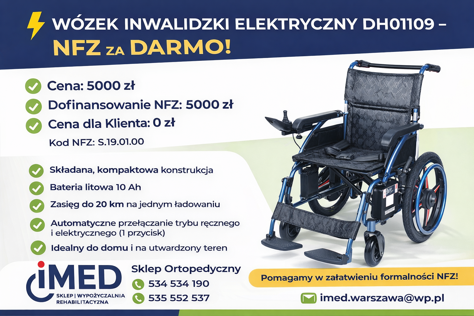 WÓZEK INWALIDZKI ELEKTRYCZNY DH01109 (NFZ) Bemowo - zdjęcie 1