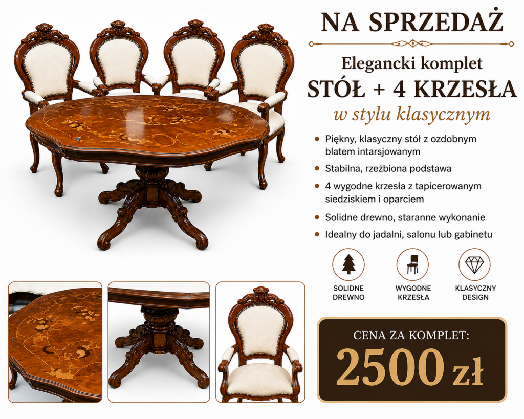 Stół + 4 krzesła Olsztyn - zdjęcie 1