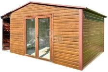 Schowek - domek ogrodowy 5,5x4m wiata 0,5m drzwi szklane PCV TKD436