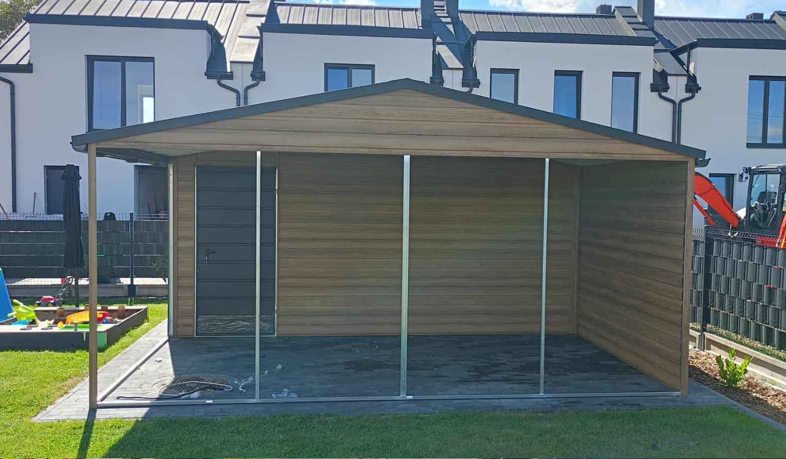 Domek Narzędziowy z wiatą 6x6 dwuspadowy drewnopodobny, drzwi, okno Wieliczka - zdjęcie 3