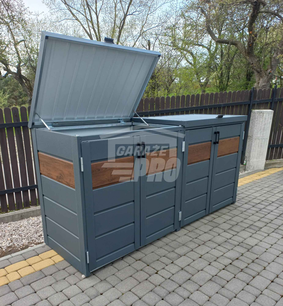 Zabudowa koszy obudowa kubłów 275x80x120cm 4x240L+ ciemny orzech GP337 Gdynia - zdjęcie 10