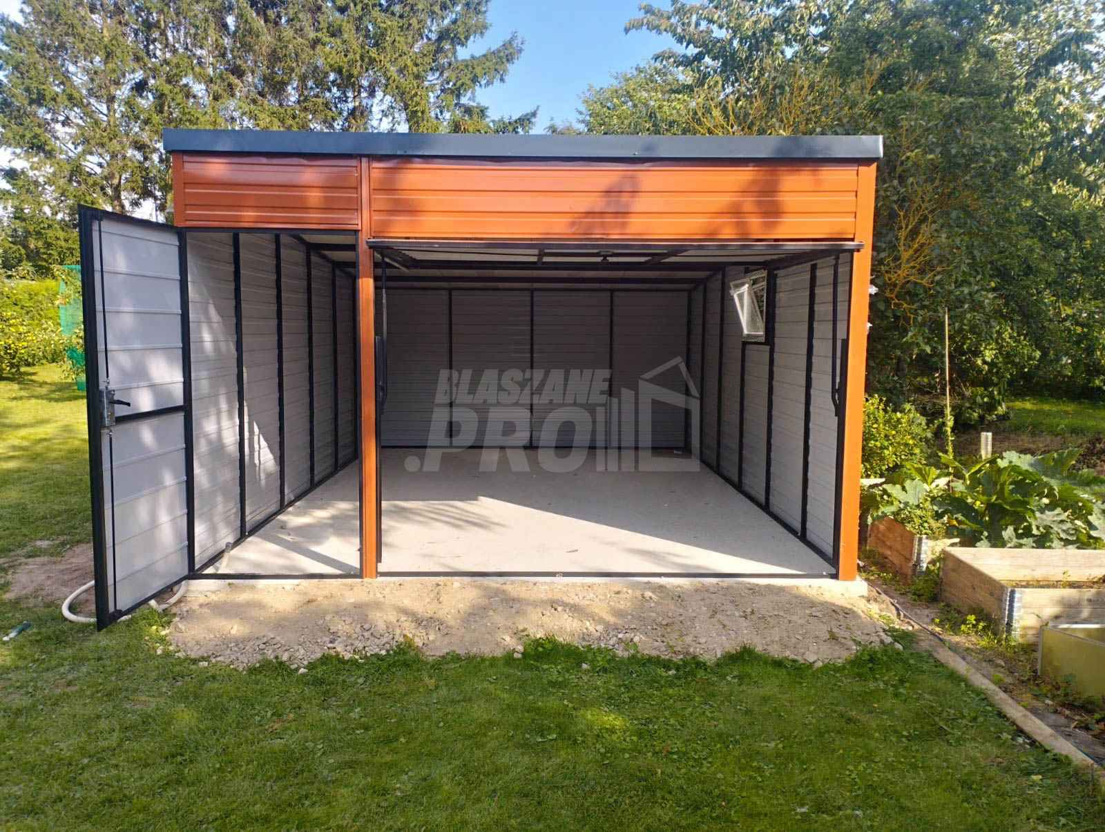 Garaż blaszany 4x5 Brama + drzwi drewnopodobny Dach dwuspadowy GP199 Tarnów - zdjęcie 3