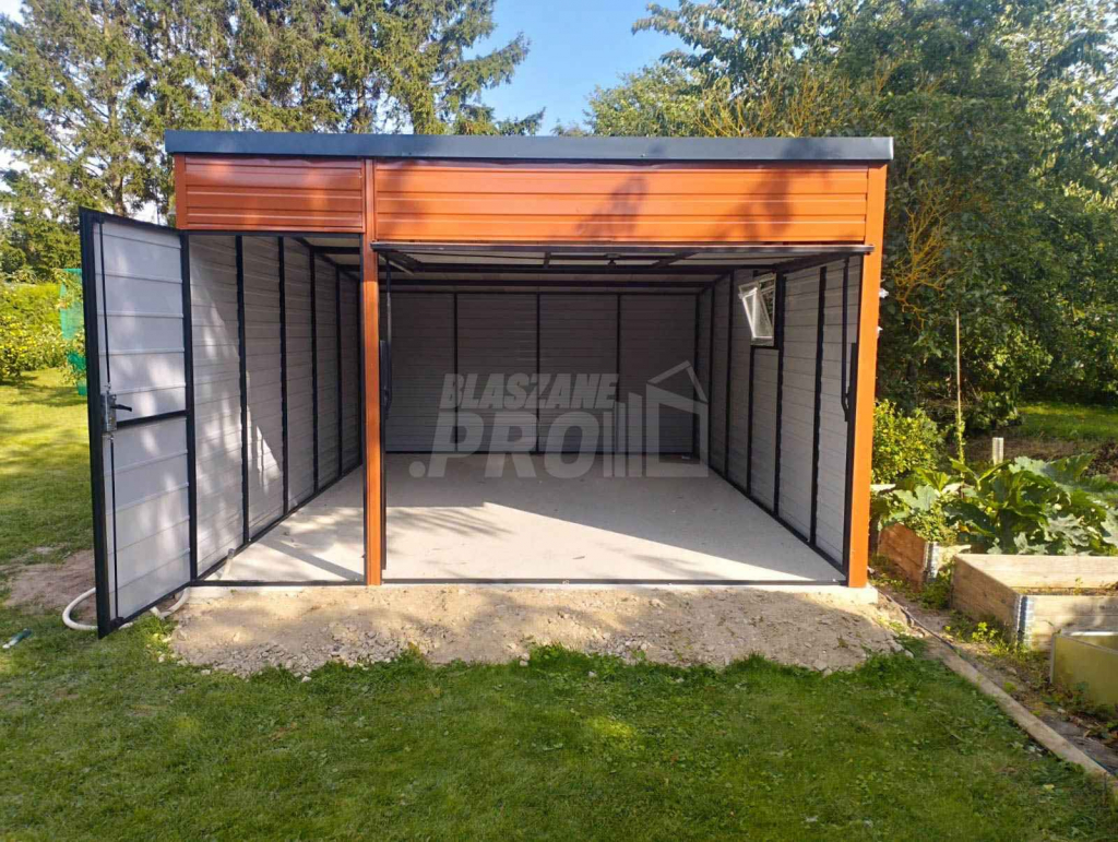 Garaż blaszany 4x5 Brama + drzwi drewnopodobny Dach dwuspadowy GP199 Tarnów - zdjęcie 3