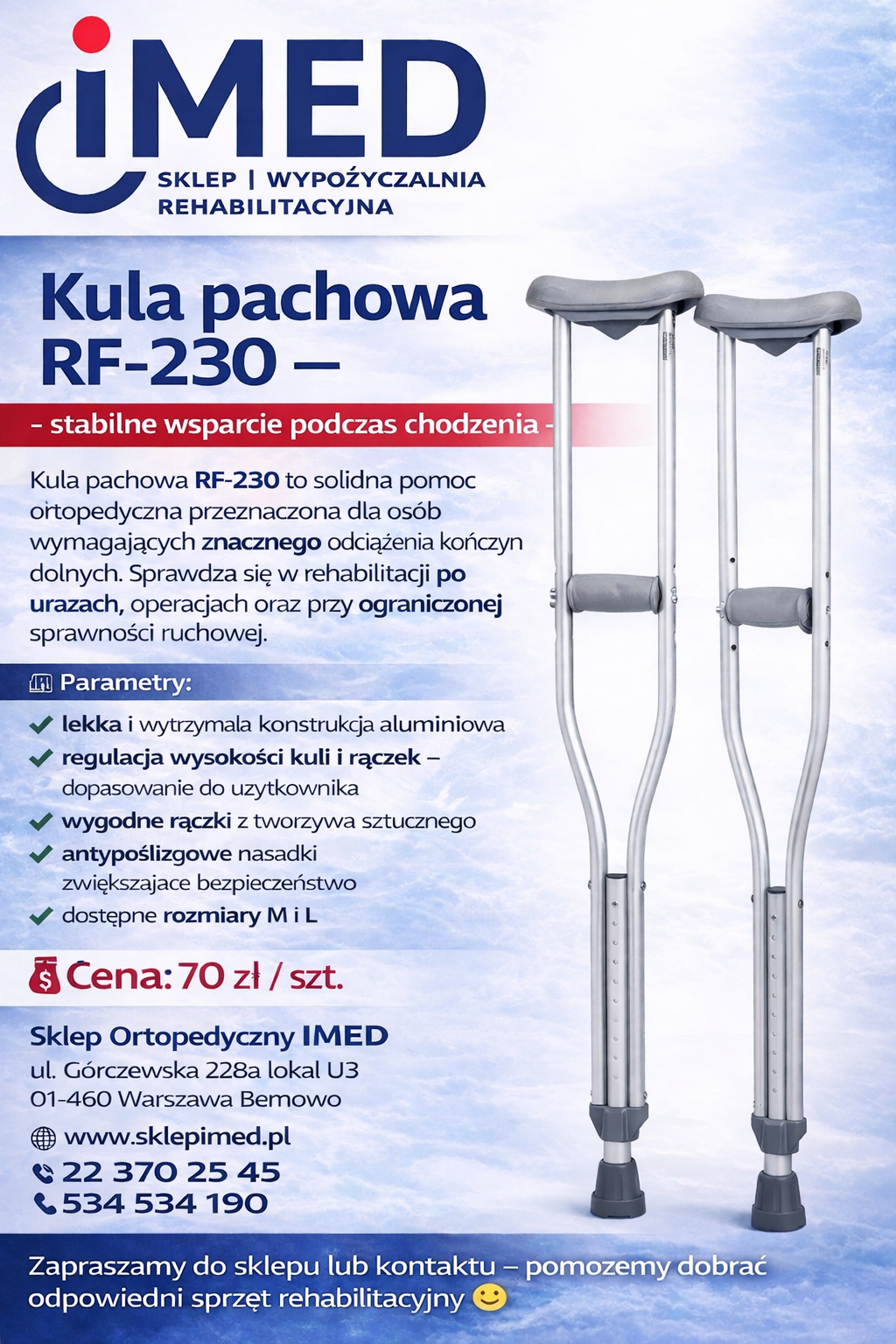 Kula pachowa RF-230 – regulowana, lekka, rehabilitacyjna | Warszawa Bemowo - zdjęcie 1