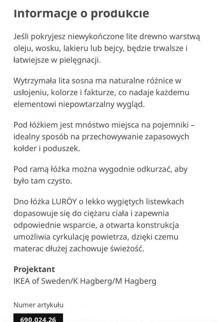 TARVA rama łóżka, sosnaLuröy, 160x200 cm - IKEA + materac Palędzie - zdjęcie 6