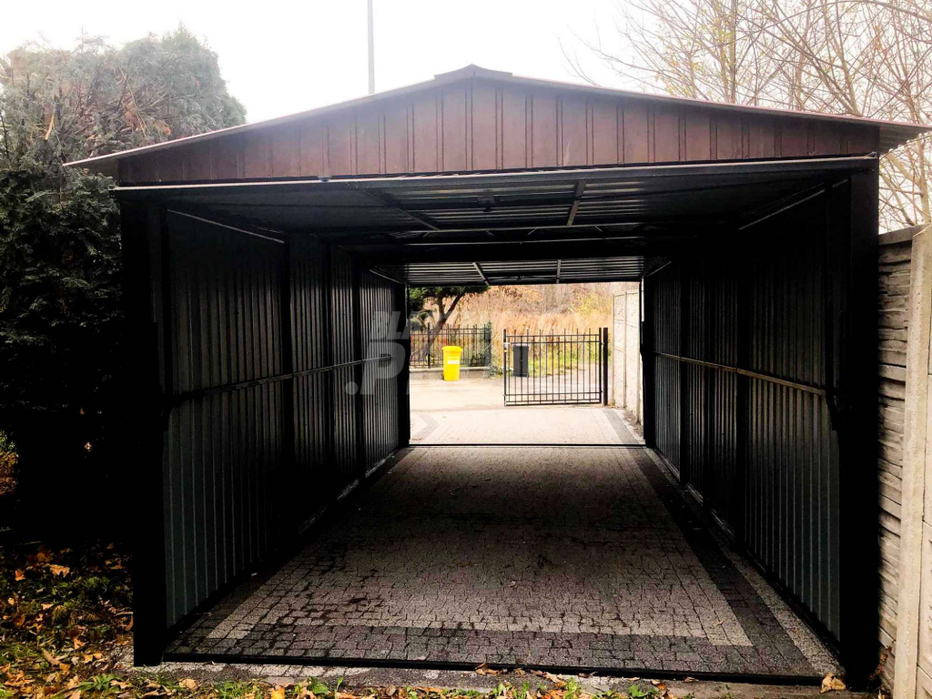 Garaż blaszany 3x6 2x Brama  drewnopodobny  Dach dwuspadowy GP77 Piła - zdjęcie 5