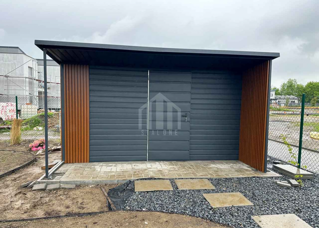 Schowek domek ogrodowy 4x3m - wiata 4x1m  podbitka - lamelami SO152 Zakopane - zdjęcie 3