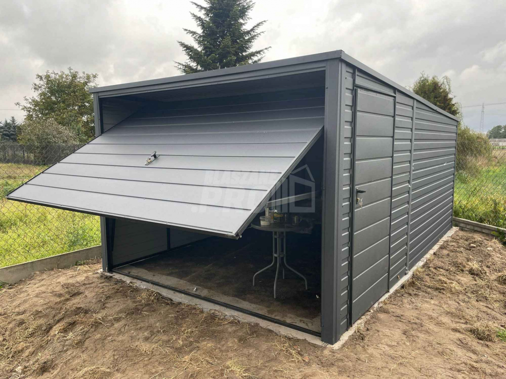 Garaż blaszany 3x5m  Brama uchylna + drzwi  Dach spad w tył GP229 Sieradz - zdjęcie 7