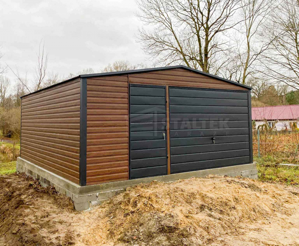 Garaż blaszany 5x6m - Brama uchylna drewnopodobny dach ST173 Bartoszyce - zdjęcie 4