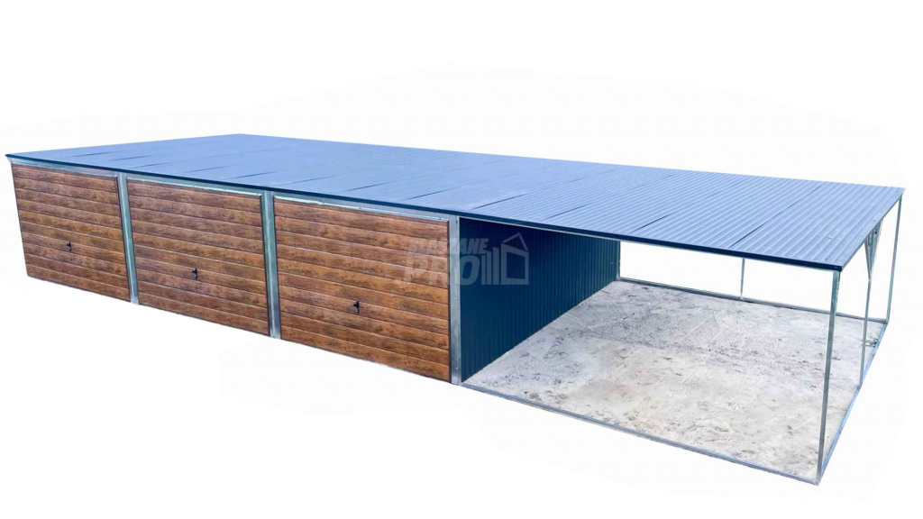 Garaż blaszany 9x6 + wiata 3x6 3x Brama uchylna spad w tył  GP226 Konin - zdjęcie 1