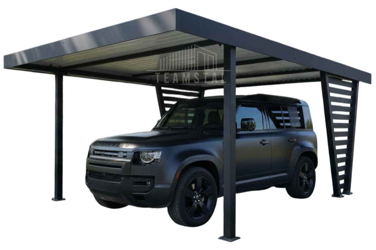 Carport V PREMIUM 5x4,7m Wypełnienie panelami Wiata samochodowa TS1264 Bałuty - zdjęcie 1