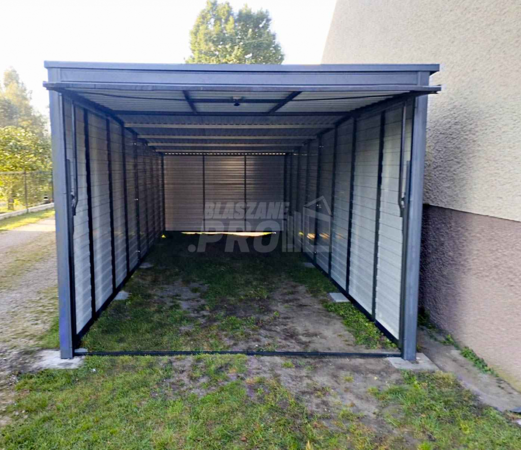 Garaż blaszany 3x8m  Brama uchylna  Antracyt Dach spad w tył GP224 Nowy Tomyśl - zdjęcie 4