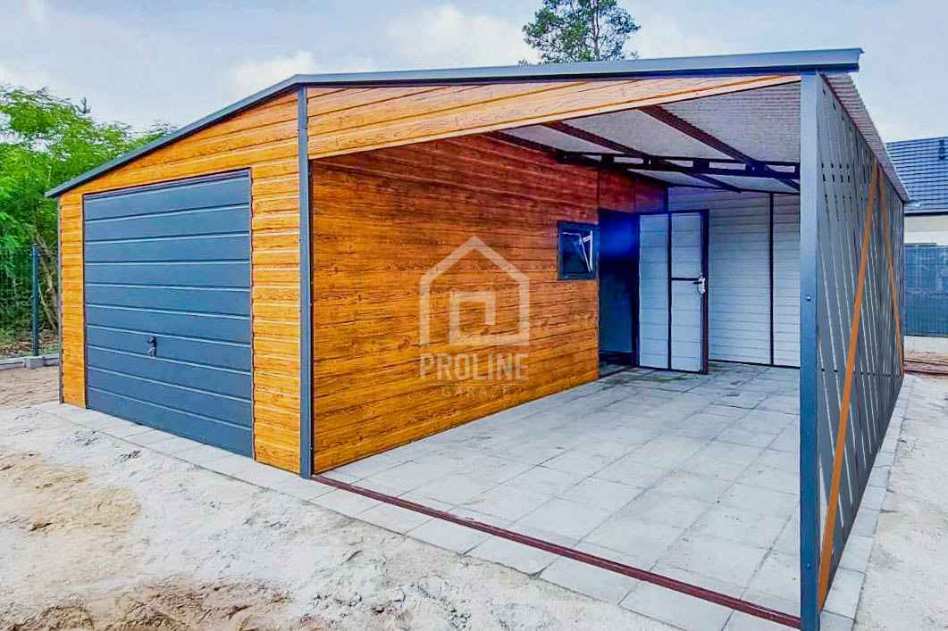 Garaż Blaszany 4x6m + Wiata Panele Verona Brama Okno Drzwi dach PLG142 Konin - zdjęcie 2