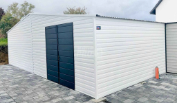 Garaż blaszany 8x4 drzwi  Biały + Antracyt  Dach dwuspadowy GP131 Wisła - zdjęcie 3