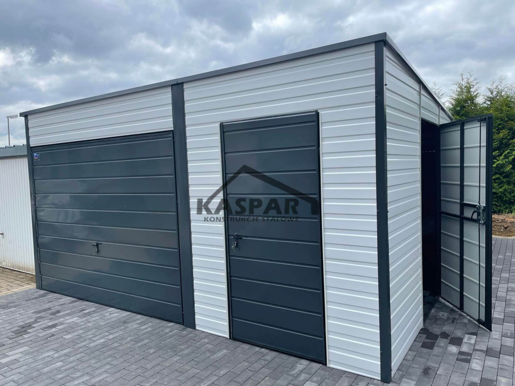 Garaż blaszany 5x6 2x Brama uchylna  biały spad w tył  GP121 Przemyśl - zdjęcie 2