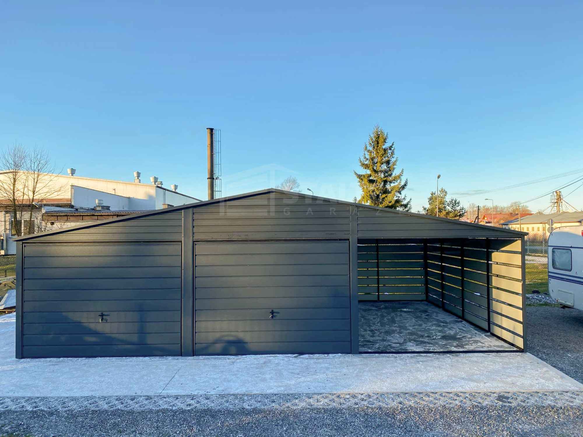Garaż blaszany 6x6m - wiata 3m - 2x Brama - drzwi Dach ST176 Augustopol - zdjęcie 4