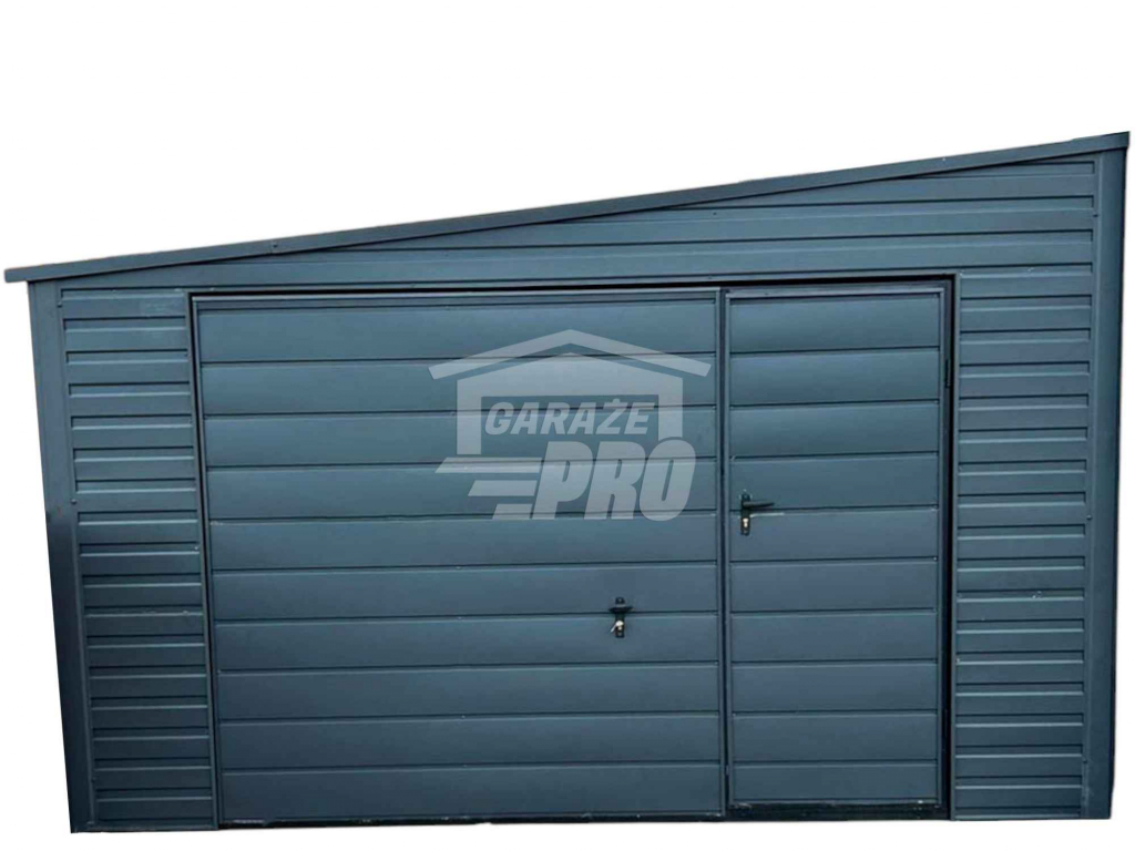 Garaż Blaszany 4x6  Brama uchylna Drzwi Antracyt dach Spad w bok GP252 Szczecin - zdjęcie 1