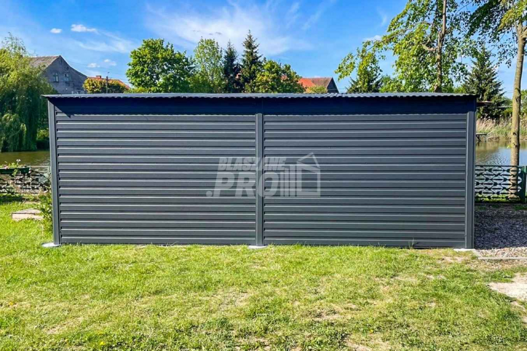Garaż Blaszany 4x6m Brama Uchylna Drzwi  Antracyt Drewnopodobny GP406 Września - zdjęcie 2