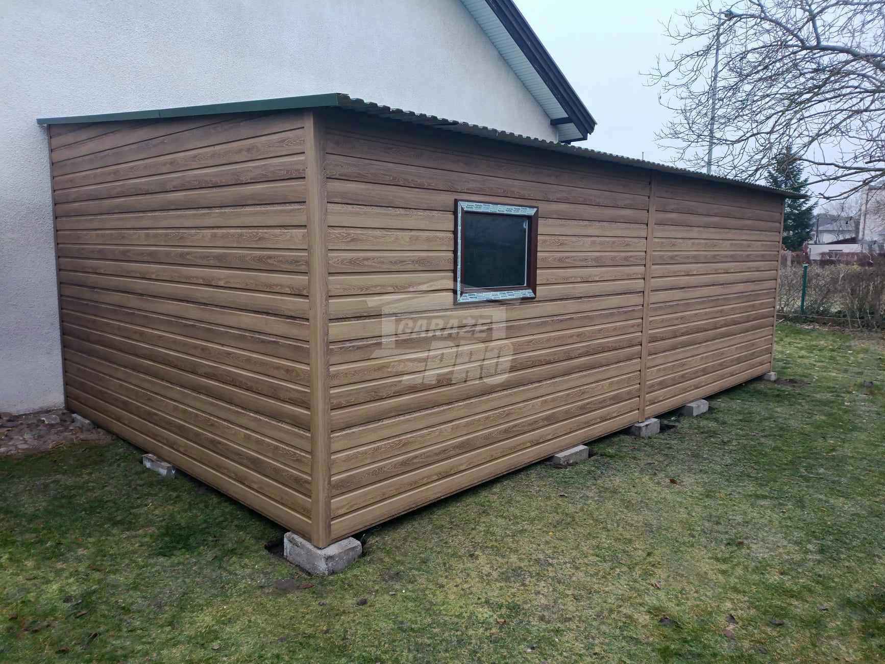 Garaż blaszany 4x7m Brama dwuskrzydłowa okno drewnopodobny dach GP519 Bydgoszcz - zdjęcie 4