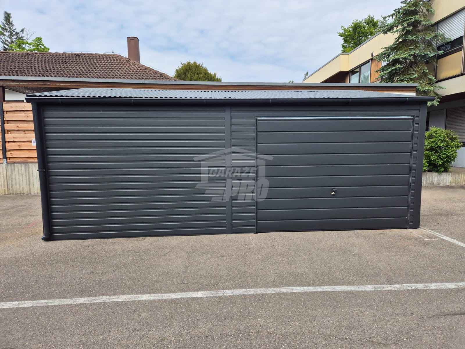 Garaż blaszany 3,5x5 2x Brama Antracyt Dach dwuspadowy rynna GP573 Kościerzyna - zdjęcie 4