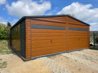 Garaż blaszany drewnopodobny 6×6 dwuspadowy złoty dąb + antracyt Nowogard - zdjęcie 5
