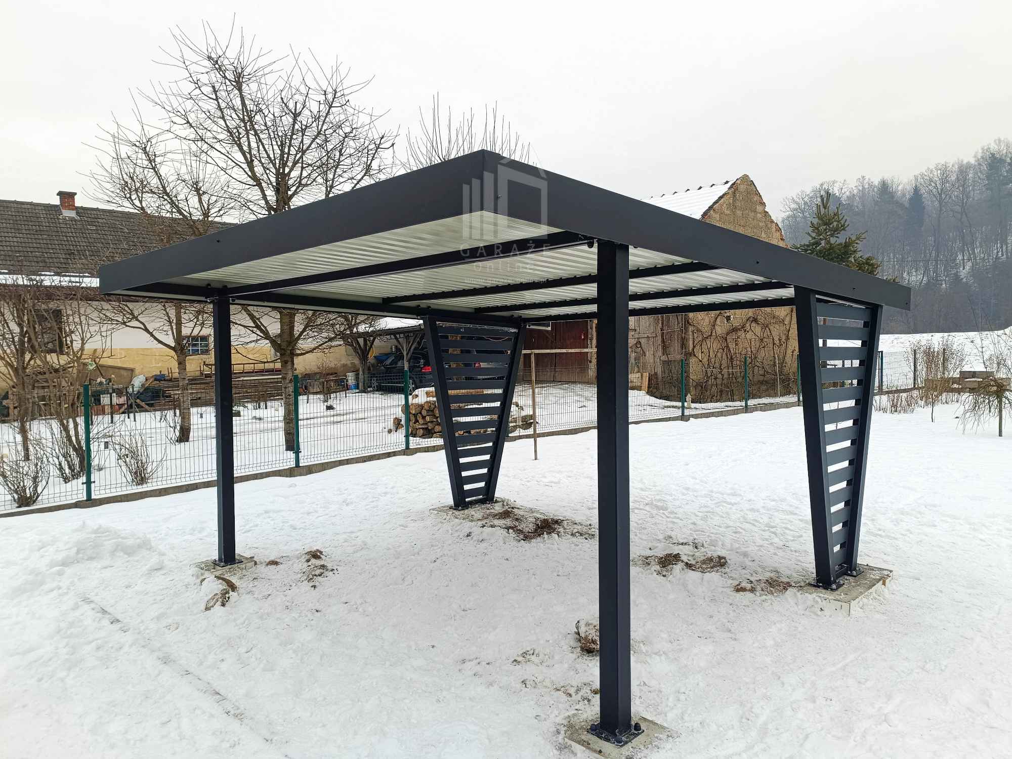 Carport V PREMIUM 4x5m - Wypełnienie panelami Wiata samochodowa ID1191 Toruń - zdjęcie 3