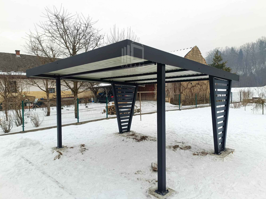 Carport V PREMIUM 4x5m - Wypełnienie panelami Wiata samochodowa ID1191 Toruń - zdjęcie 3
