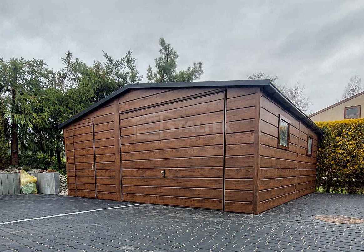 Garaż blaszany 6X6m  brama uchylna drzwi 2x okno dach rynny ST231 Toruń - zdjęcie 2