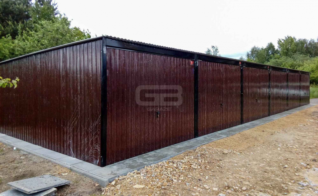 Garaż blaszany 18x5 - Brama uchylna - Ciemny brąz Dach  GB187 Miastko - zdjęcie 6